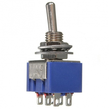 DPDT Toggle Switch- 6 Pin ON-ON, AC 250V-3A/120V-6A
